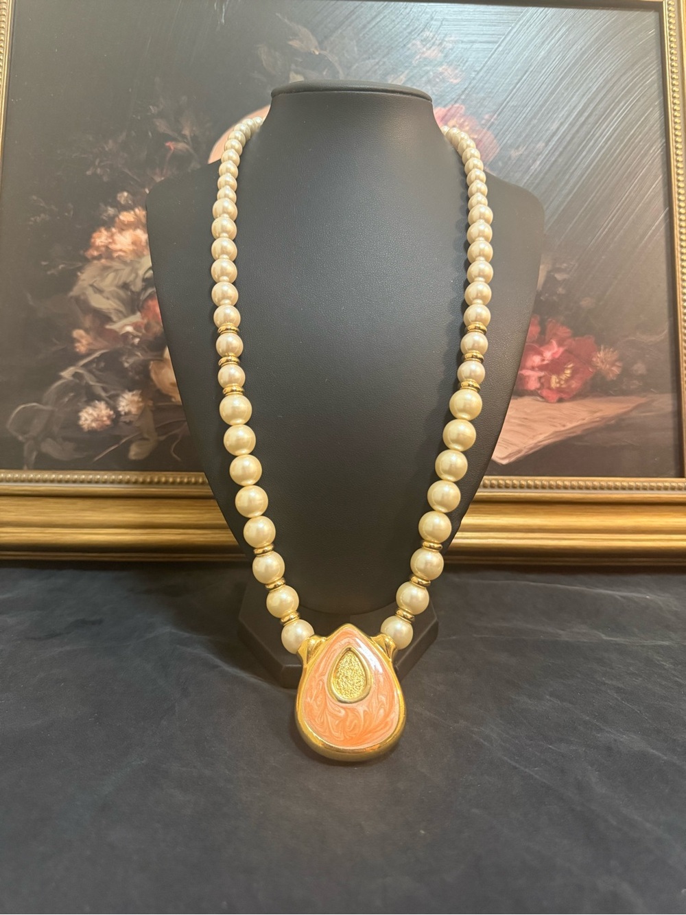 Vintage 1980s Napier Graduated Pearl Statement Necklace